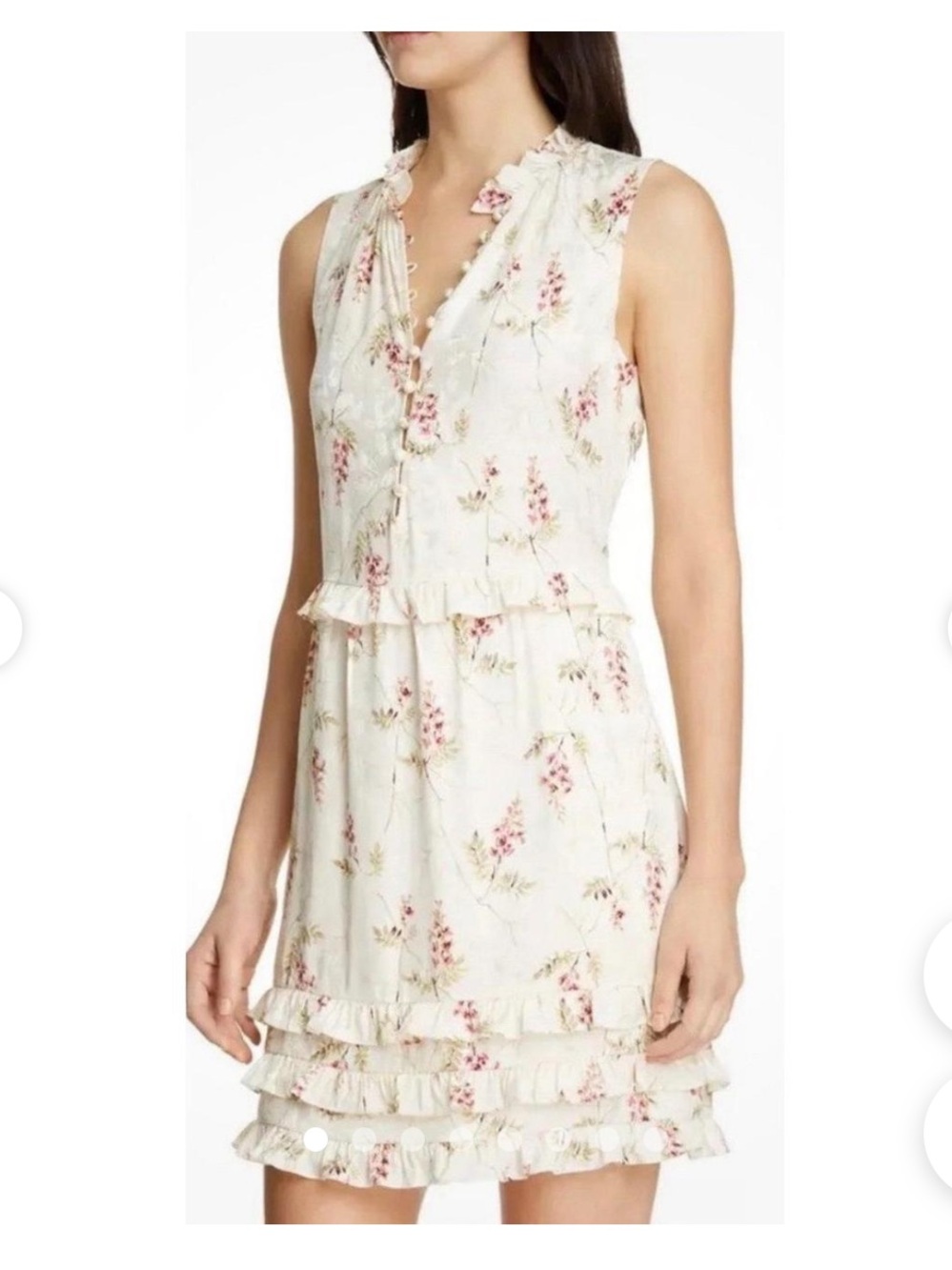 Rebecca Taylor sz 8 Ivie fleur Sleeveless Ruffle Mini Dress silk blend romantic